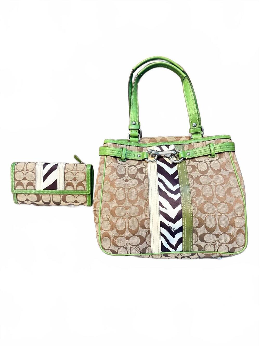Coach Signature Canvas Tote Bag with Matching Wallet
